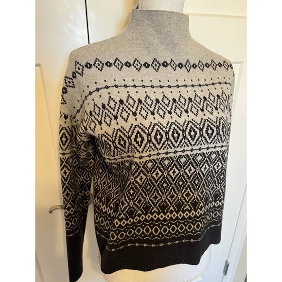 NWOT Joie Womens Medium Gray Black Mock Neck Fair Isle Soft Pullover Sweater - Picture 3 of 11